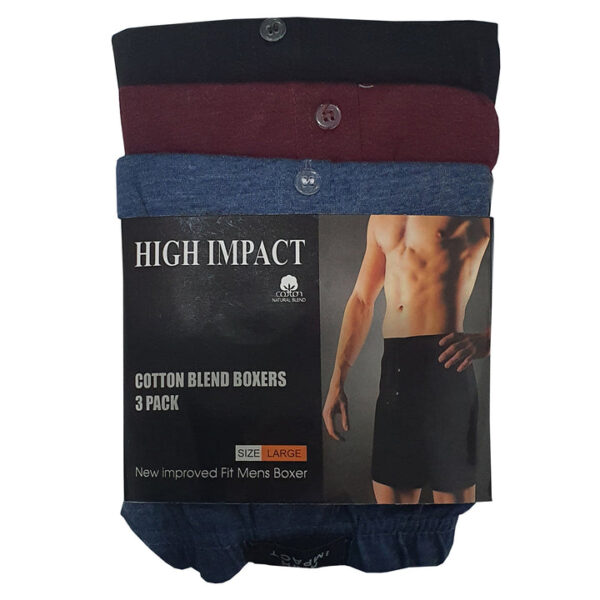 HIGH IMPACT 3P BOXER SHORTS Medium
